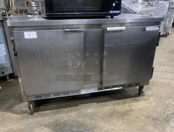 Beverage-Air Commercial Stainless Steel 2 Door Refrigerated Lowboy/Worktop Cooler! With Poly Coated Wire Racks! Model: WTR60A SN: 7303051! 115V 1 Phase! On Casters! - Image 1 of 8