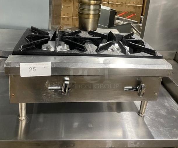 Commercial Stainless Steel Natural Gas Powered Countertop 2 Burner Range! On Legs! - Image 1 of 8