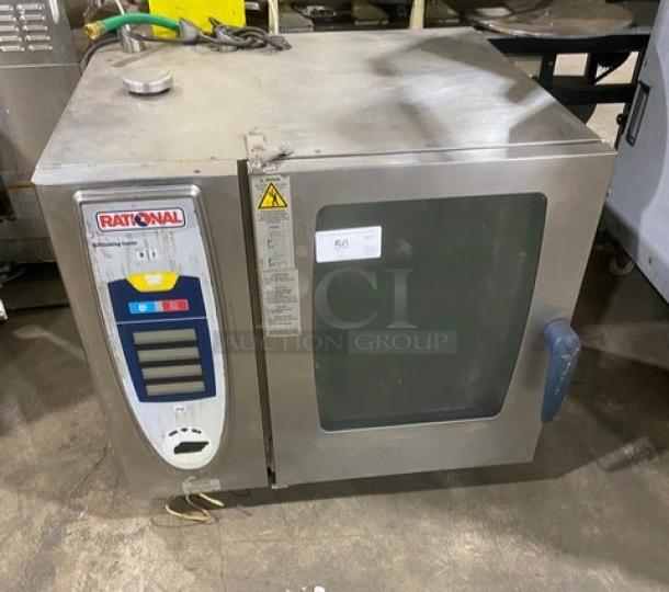 Rational Commercial Stainless Steel Natural Gas Powered Combi Oven! With Built In Pan Holding Rack! Model: SCC61G SN: G61SG10072223873! 120V 1 Phase! On Legs! - Image 1 of 9