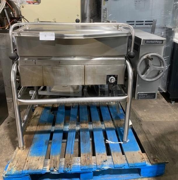 BEAUTIFUL! Market Forge Commercial Stainless Steel Natural Gas Powered Tilted Braising Pan/Ultra Tilt Skillet! Model: 1100-2 SN: 121838! 115V 1 Phase! On Legs! Working When Removed! - Image 1 of 10