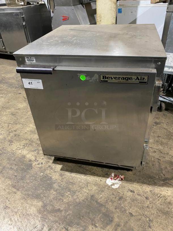 Beverage-Air Commercial Stainless Steel Solid Single Door Undercounter Reach In Refrigerator! With Poly Coated Wire Rack! Model: UCR27A SN: 5305931! 115V 1 Phase! On Casters! - Image 1 of 7