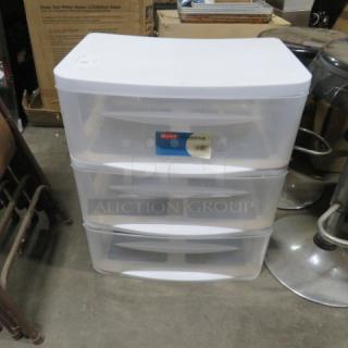 One Poly 3 Drawer Cabinet. 21.5X15X25