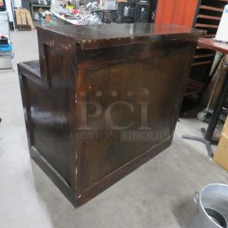 One Wooden Hostess/Server Stand With Over Shelf, And  Under Storage.  48X32X46.5