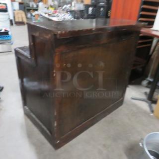One Wooden Hostess/Server Stand With Over Shelf, And  Under Storage.  48X32X46.5
