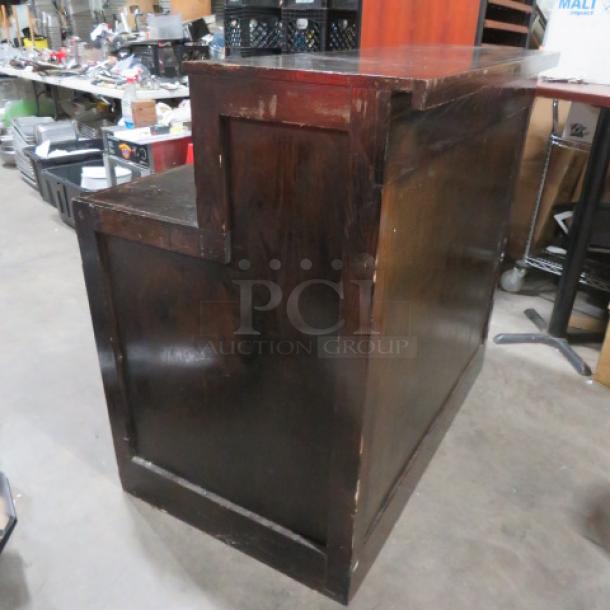 One Wooden Hostess/Server Stand With Over Shelf, And  Under Storage.  48X32X46.5 - Image 2 of 3