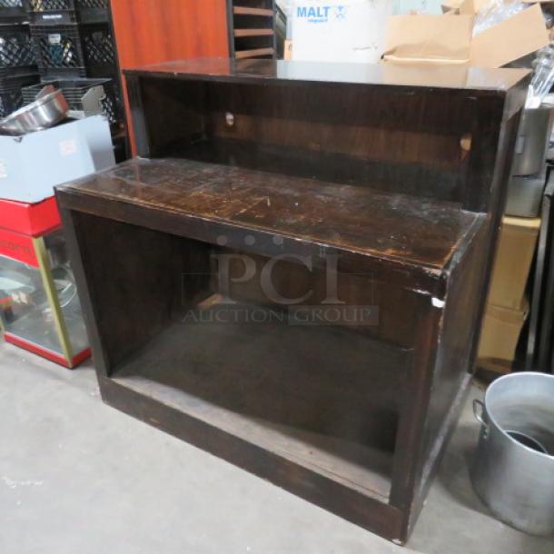 One Wooden Hostess/Server Stand With Over Shelf, And  Under Storage.  48X32X46.5 - Image 3 of 3
