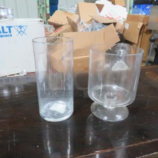 One Lot Of Assorted Clear Vases.