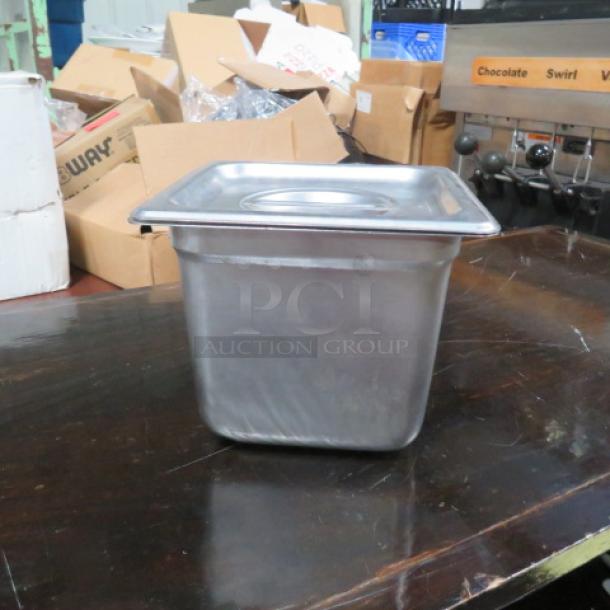 1/6 Size 6 Inch Deep Hotel Pan With Lid.  2XBID - Image 1 of 1