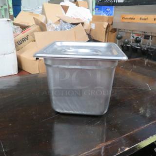 1/6 Size 6 Inch Deep Hotel Pan With Lid.  2XBID