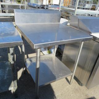 One Stainless Steel Table With Stainless Under Shelf. 30X0X41