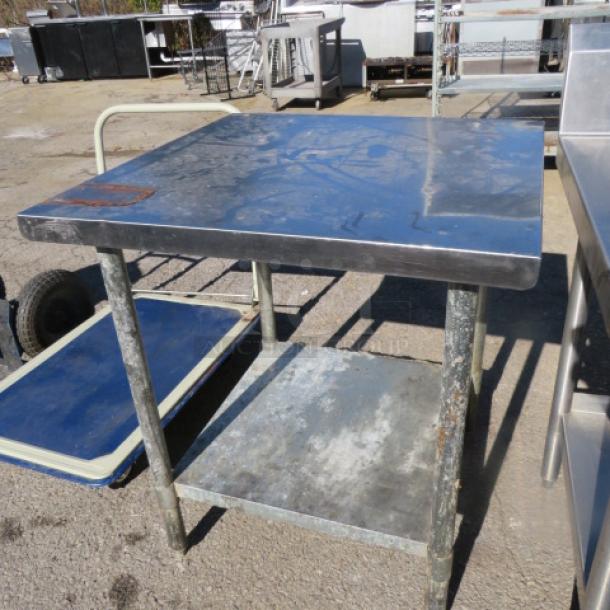 One Stainless Steel Table With under Shelf. 30X30X34. #KRTW-3030 - Image 1 of 1