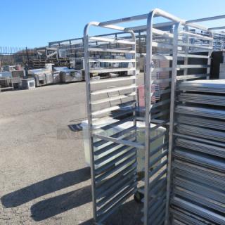 One Aluminum Speed Rack On Casters. 20.5X26X69.5