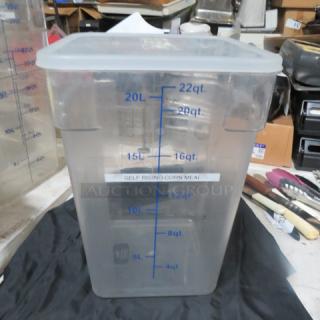 One 22qt Food Storage Container With Lid.