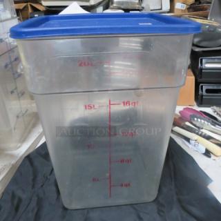 One 22qt Food Storage Container With Lid.