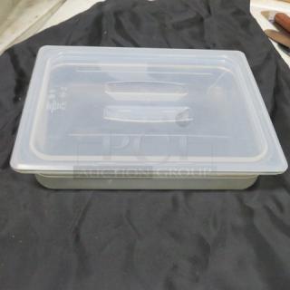 One 1/2 Size 2.5 Inch Deep Food Storage Container With Lid.