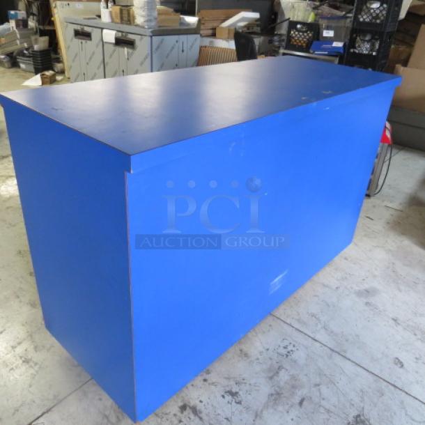 One Blue Laminate Hostess/Serving Stand With Under Storage On Casters. 60X24X40. - Image 1 of 3