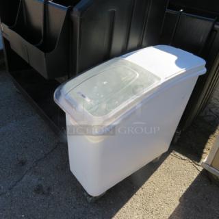 One Bakers Mark Ingredient Bin On Casters.