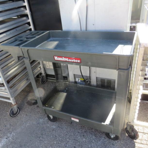 One Haulmaster 2 Shelf  Utility Cart On Casters. 39.5X17X33 - Image 1 of 1