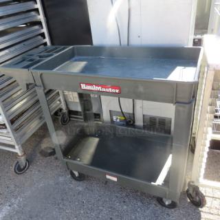 One Haulmaster 2 Shelf  Utility Cart On Casters. 39.5X17X33