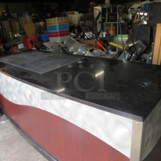 One Kiosk With Heated Top, 2 Door Under Storage, Outlets, On Casters. 96X36X39