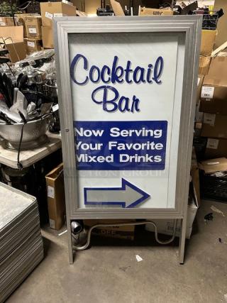 One Metal Glass Enclosed Sidewalk Sign.  31X61