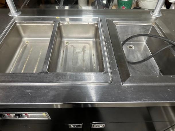 One Kiosk With A Pull Out Hand Sink, 2 Door Under Storage, Glass Serving/Over Shelf, 2 Hot Wells, 1 Cold Well, Cash Drawer, And A Canopy On Casters. 116X36X94 - Image 4 of 5