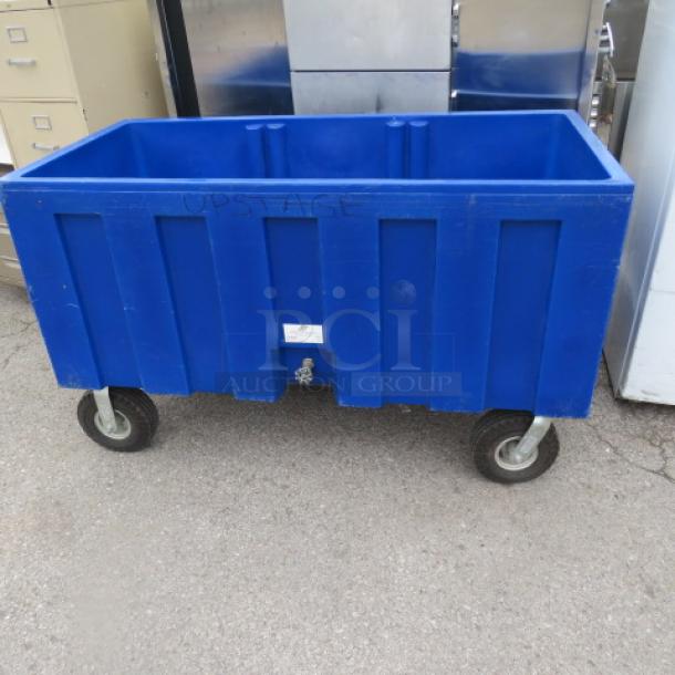 One Blue IRP Portable Drink holder On Casters With Drain. 60X30X37 - Image 1 of 1