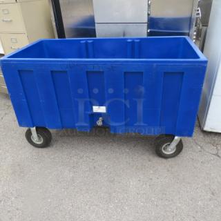 One Blue IRP Portable Drink holder On Casters With Drain. 60X30X37
