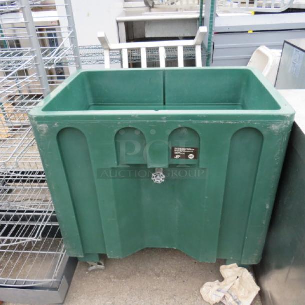One IRP Green Portable Drink Holder On Casters, With A Drain. 36X24X36 - Image 1 of 1