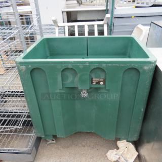 One IRP Green Portable Drink Holder On Casters, With A Drain. 36X24X36