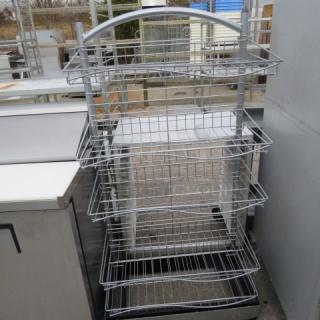 One Silver Metal 5 Shelf Merchandiser On Casters. 29X17X57