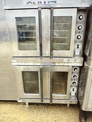 One Bakers Pride Cyclone Series Electric Double Convection Oven With 9 Racks.  Working When Removed. Model# 454BCOERZ1. 08 Volt. 38X43X62.5.