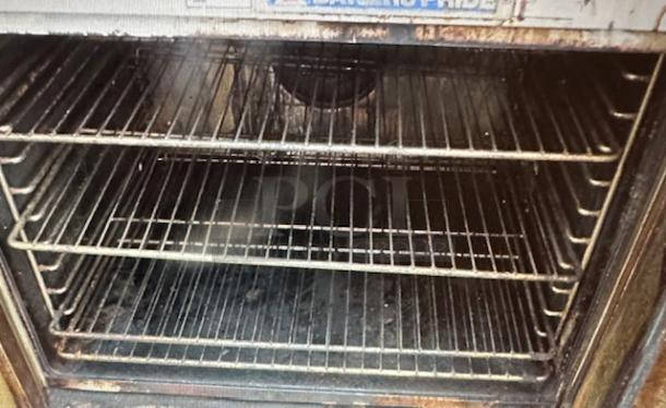 One Bakers Pride Cyclone Series Electric Double Convection Oven With 9 Racks.  Working When Removed. Model# 454BCOERZ1. 08 Volt. 38X43X62.5. - Image 2 of 2