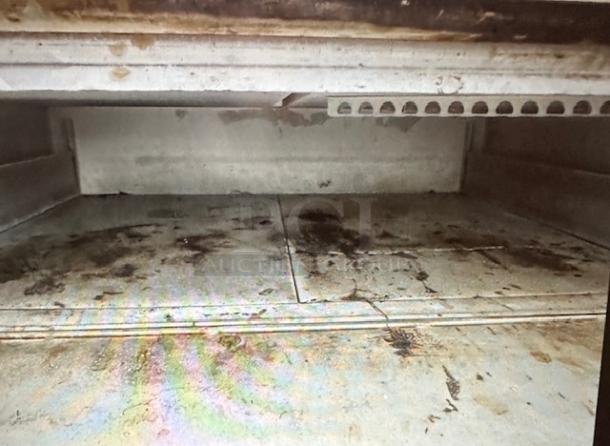 One Blodgett Double Stack Natural Gas Deck Pizza Oven. 1 Cracked Stone Working When Removed. Model# 1048B. 60X48X64. - Image 2 of 3