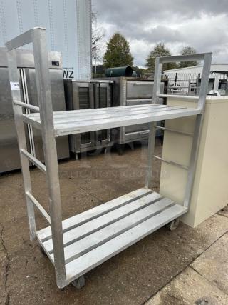 One Aluminum Shelving With 2 Shelves. 59X24X67.8