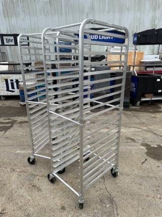 One Aluminum Speed Rack On Casters. 20X26X69