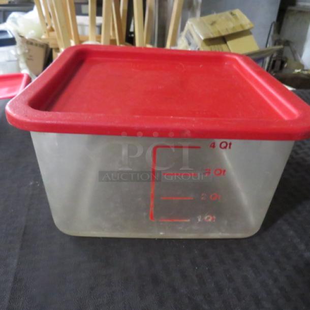 One 4 Quart Food Storage Container With Lid. - Image 1 of 1