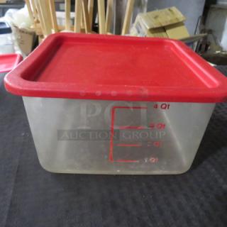 One 4 Quart Food Storage Container With Lid.