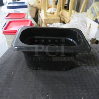 1/9 Size 4 Inch Deep Black Food Storage Container. 3XBID