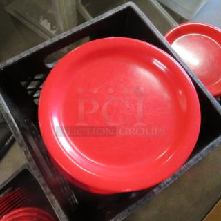 One Lot Of 25 Carlisle 9 Inch Red Melamine Plates. #N43501.