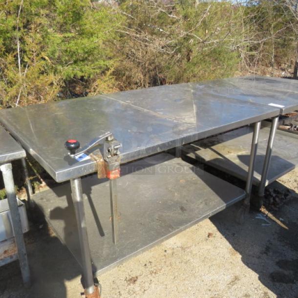One Stainless Steel Table With SS Under Shelf And A 10lb Can Opener, On Casters. 60X45X36 - Image 1 of 2
