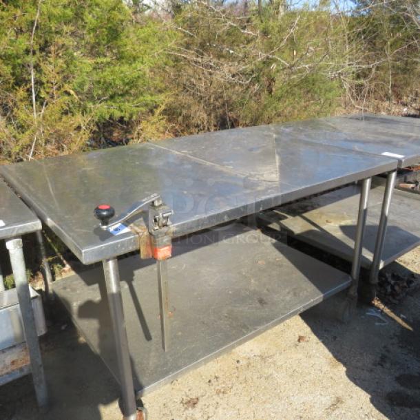 One Stainless Steel Table With SS Under Shelf And A 10lb Can Opener, On Casters. 60X45X36 - Image 2 of 2