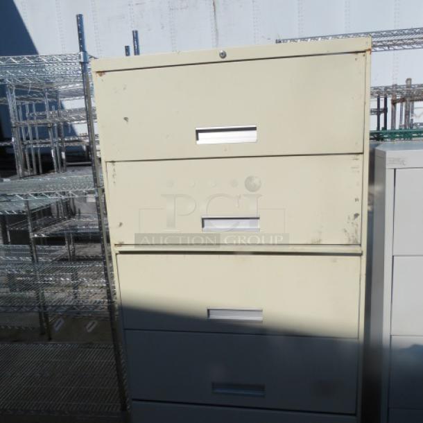 One 5 Drawer Metal File Cabinet. 36X18X66 - Image 1 of 1