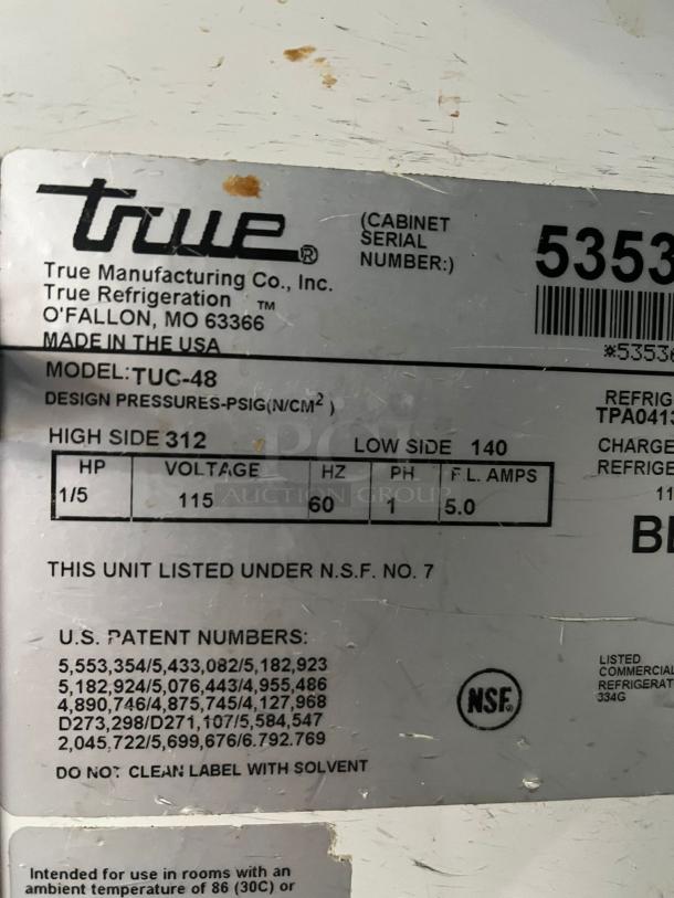 True TUC-48-HC 48 3/8" Undercounter Refrigerator - Image 2 of 4