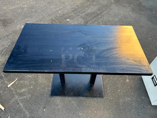 Rectangle Shaped Table with Double Post Base Black with Matte Black Base - Image 1 of 2