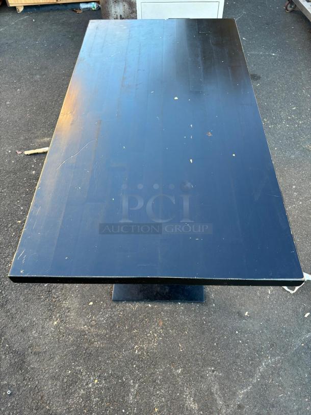 Rectangle Shaped Table with Double Post Base Black with Matte Black Base - Image 2 of 2