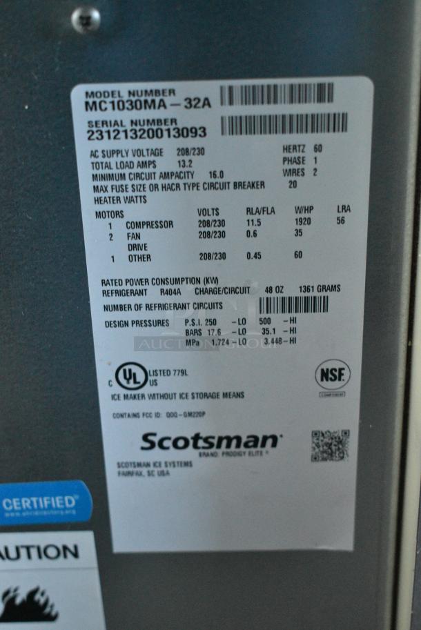 BRAND NEW SCRATCH AND DENT! 2023 Scotsman MC1030MA-32A Stainless Steel Commercial Ice Machine Head. 208-230 Volts, 1 Phase. - Image 4 of 4