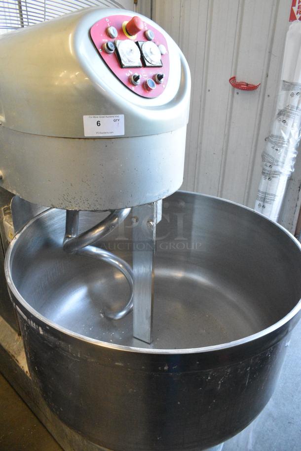 2016 LP Group VIS-R 200 Metal Commercial Floor Style Spiral Dough Mixer w/ Stainless Steel 20 Quart Mixing Bowl, Bowl Guard and Dough Hook Attachment on Commercial Casters. 208 Volts, 3 Phase. - Image 3 of 6