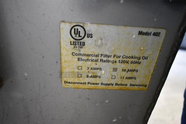 402 Metal Commercial Floor Style Oil Filtration System on Commercial Casters. 120 Volts, 1 Phase. - Image 5 of 6