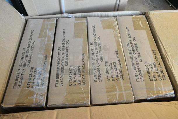 Case of 4 Boxes of 4 BRAND NEW SCRATCH AND DENT! Lancaster Table & Seating 164CUSHMTLBK  2 1/2" Black Vinyl Padded Seat for Metal Frame Seating - Image 1 of 3